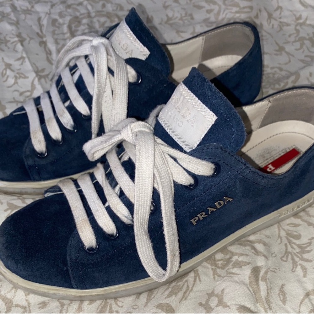 Prada blue suede sneakers size 7